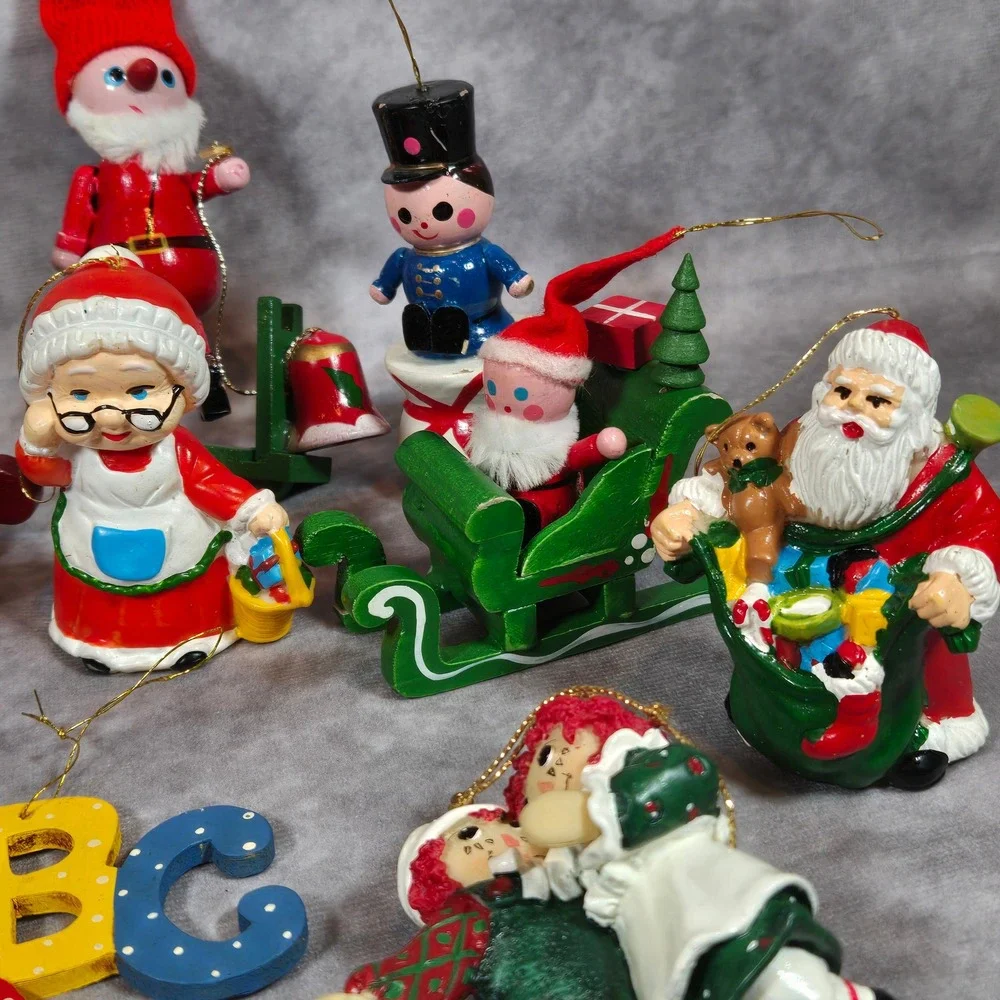 Vintage Christmas Ornaments‎ Santa Horse Raggedy Ann Lot of 13